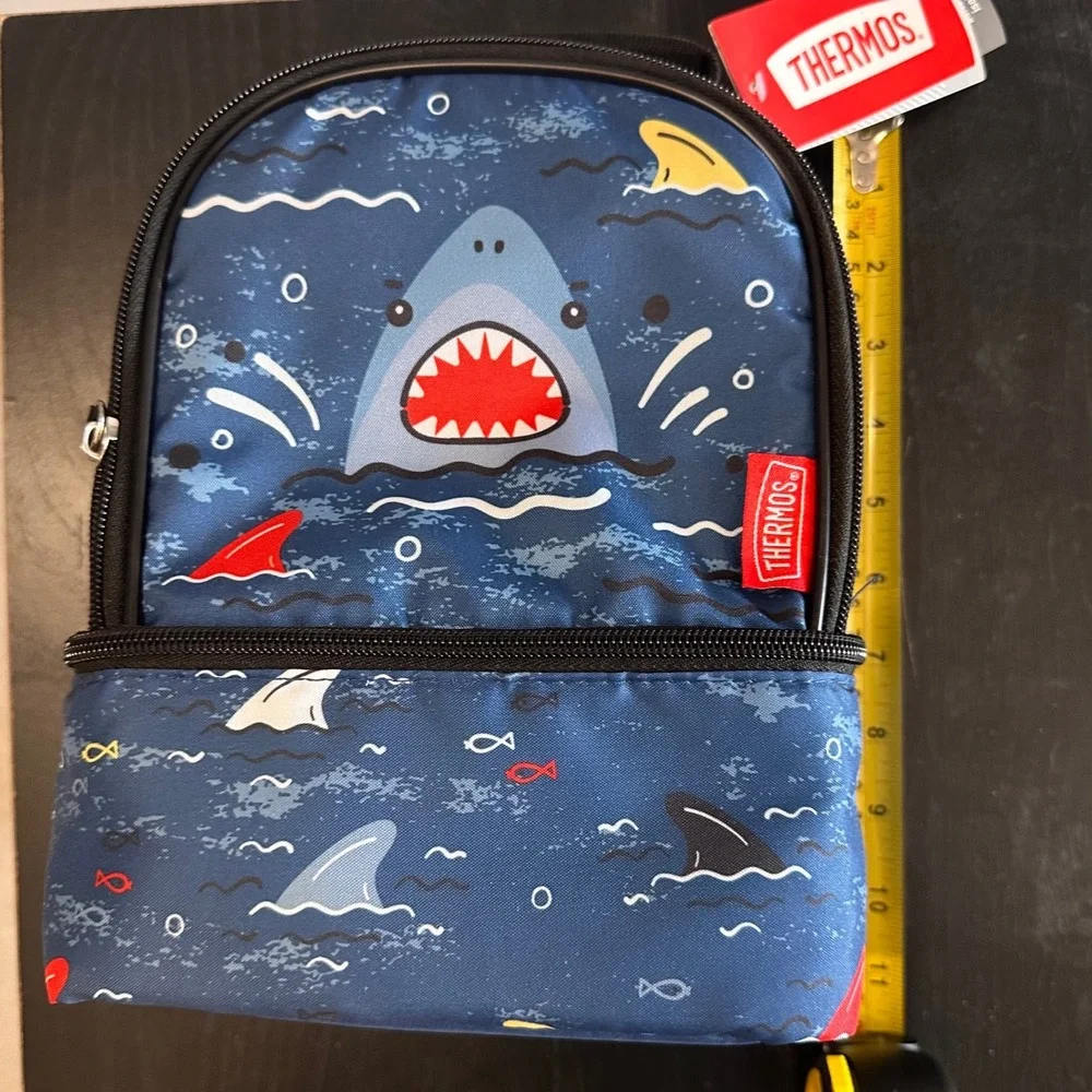 Thermos Shark Lunch Box Insulated Dual Compartment Kids Name‎ Tag
